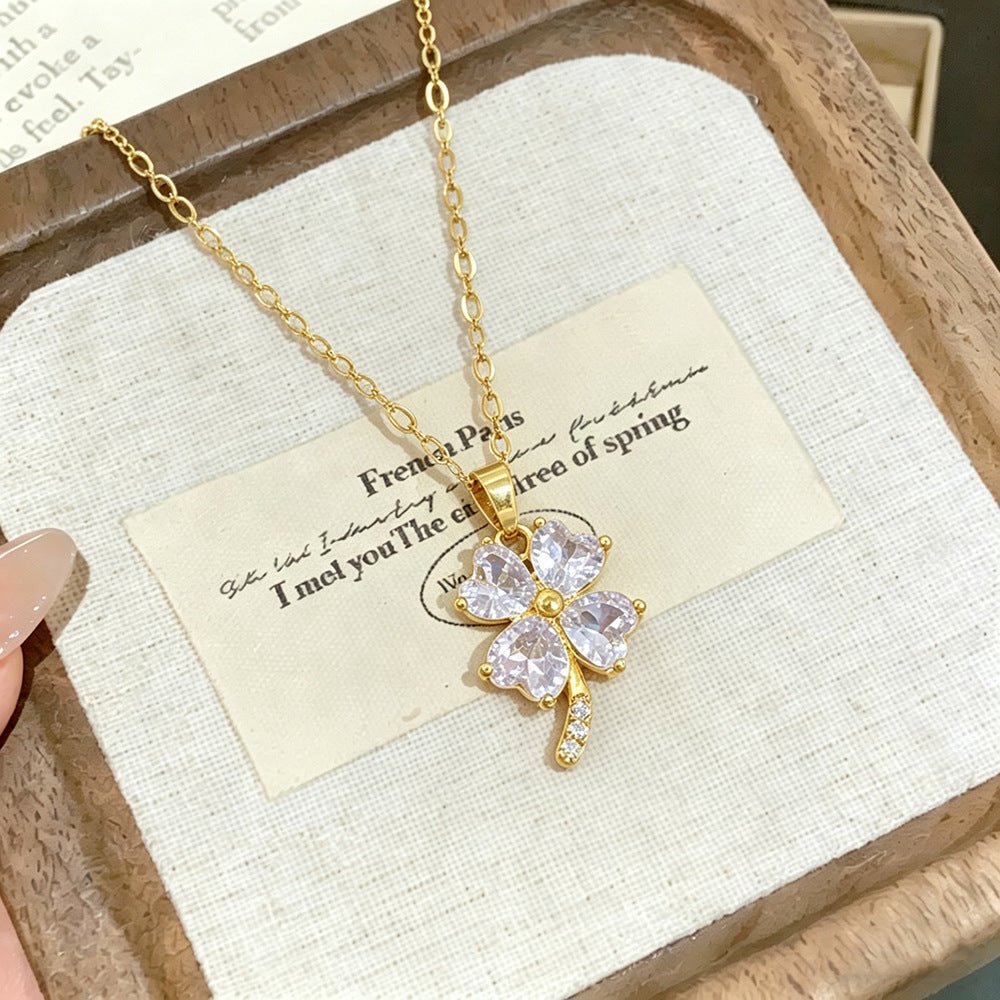 Women's Korean Creative Four-leaf Clover Titanium Steel Necklace - Daebak