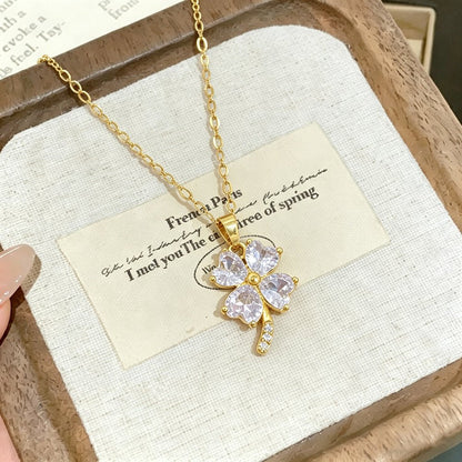 Women's Korean Creative Four-leaf Clover Titanium Steel Necklace - Daebak