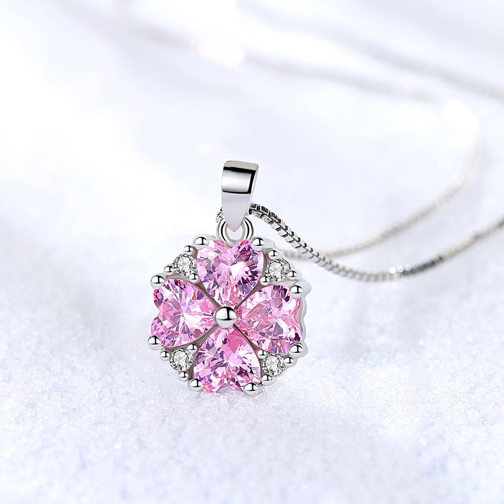 Women's Korean Fashion Elegant Zircon Lucky Heart Pendant - Daebak
