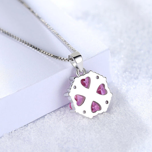 Women's Korean Fashion Elegant Zircon Lucky Heart Pendant - Daebak