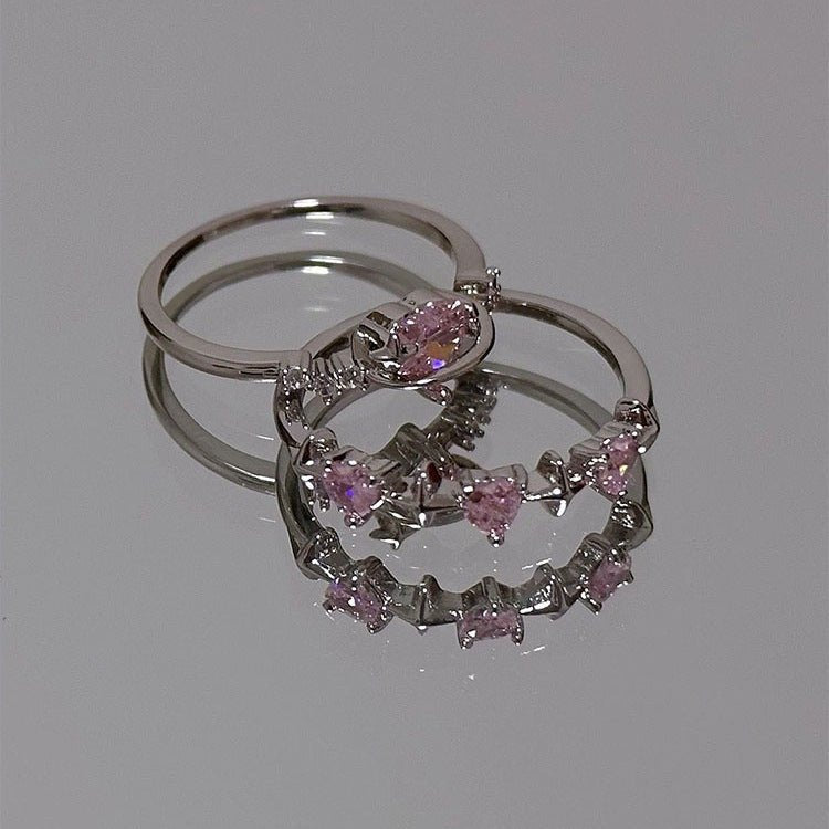 Women's Korean Fashion Personalized Minority Design Cold Style Refined Zircon Index Rings - Daebak