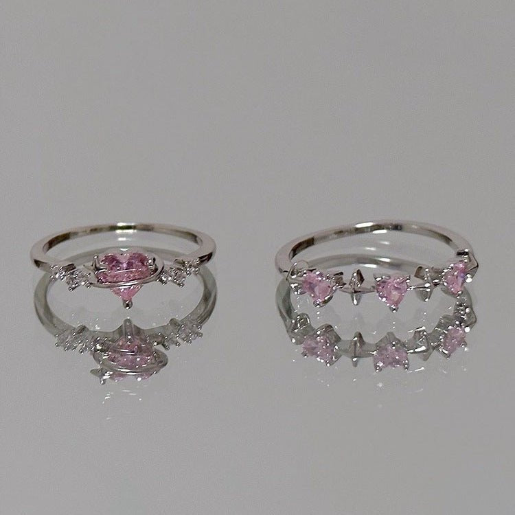 Women's Korean Fashion Personalized Minority Design Cold Style Refined Zircon Index Rings - Daebak