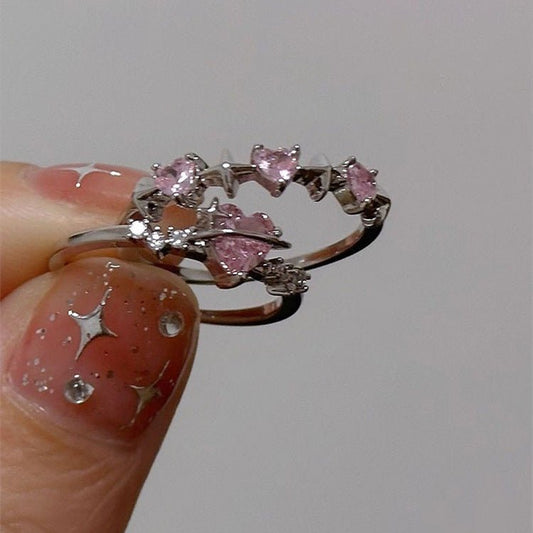 Women's Korean Fashion Personalized Minority Design Cold Style Refined Zircon Index Rings - Daebak
