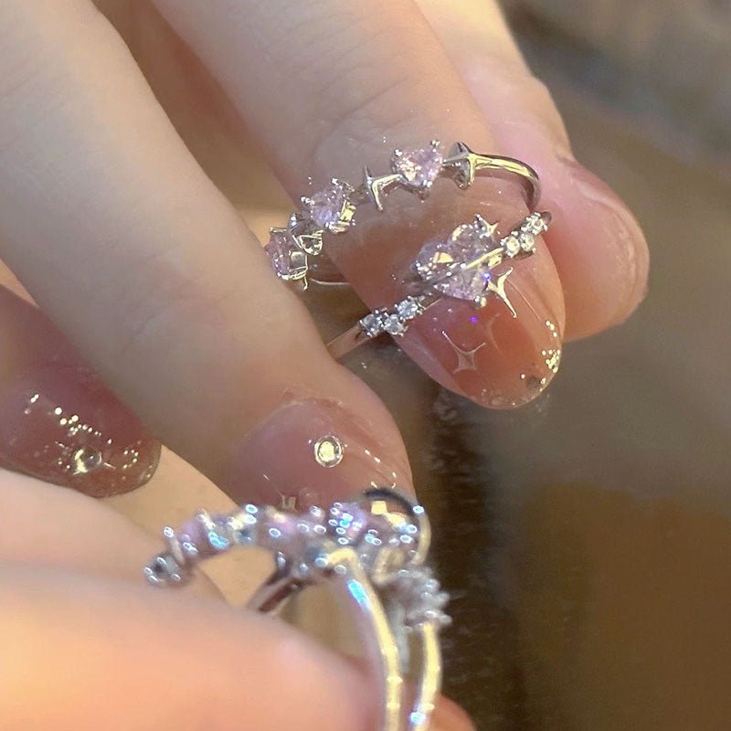 Women's Korean Fashion Personalized Minority Design Cold Style Refined Zircon Index Rings - Daebak