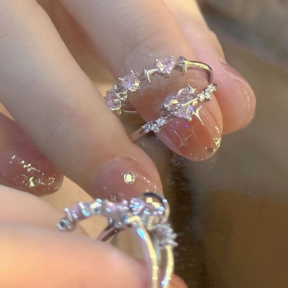 Women's Korean Fashion Personalized Minority Design Cold Style Refined Zircon Index Rings - Daebak