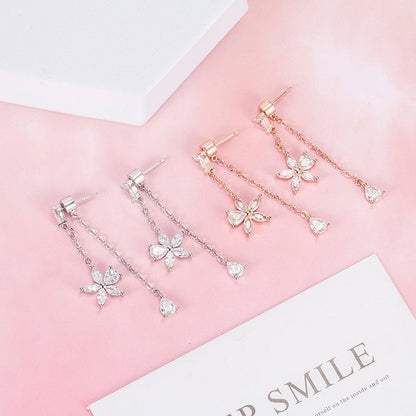 Women's Korean Fresh Five Petal Flower Elegant Stud Earrings - Daebak