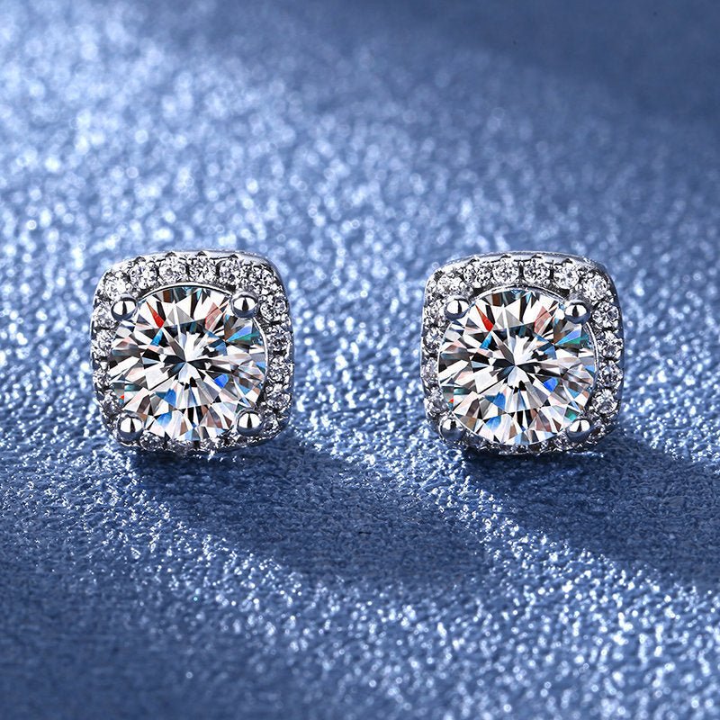 Women's Korean Square Bag Diamond Suit Auricular Stud Earrings - Daebak