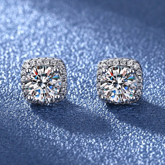Women's Korean Square Bag Diamond Suit Auricular Stud Earrings - Daebak