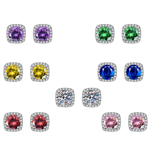 Women's Korean Square Bag Diamond Suit Auricular Stud Earrings - Daebak