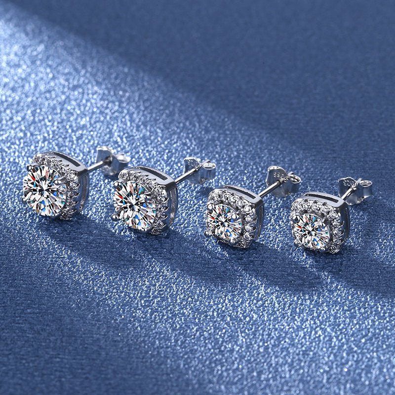 Women's Korean Square Bag Diamond Suit Auricular Stud Earrings - Daebak