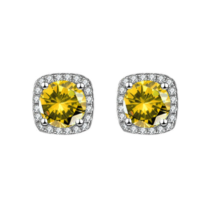Women's Korean Square Bag Diamond Suit Auricular Stud Earrings - Daebak
