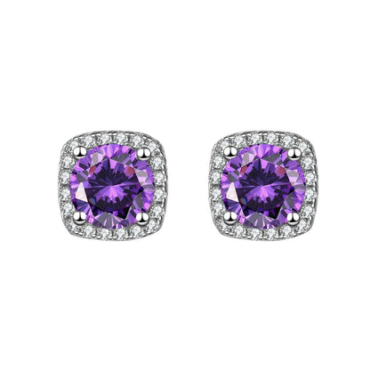 Women's Korean Square Bag Diamond Suit Auricular Stud Earrings - Daebak