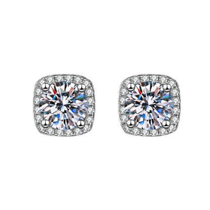 Women's Korean Square Bag Diamond Suit Auricular Stud Earrings - Daebak