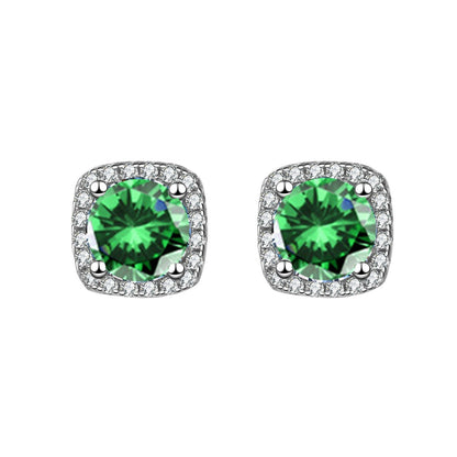 Women's Korean Square Bag Diamond Suit Auricular Stud Earrings - Daebak