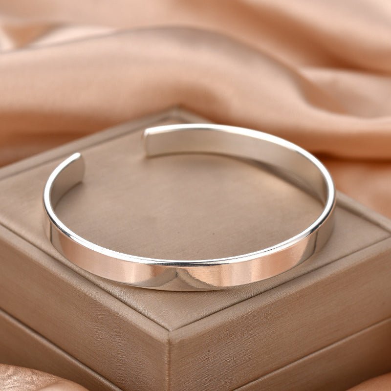Women's Korean Style Fashion Elegance Retro Imitation Sier Simple Opening Flat Bracelet - Daebak
