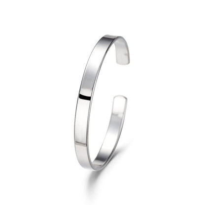 Women's Korean Style Fashion Elegance Retro Imitation Sier Simple Opening Flat Bracelet - Daebak