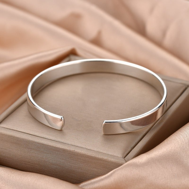 Women's Korean Style Fashion Elegance Retro Imitation Sier Simple Opening Flat Bracelet - Daebak