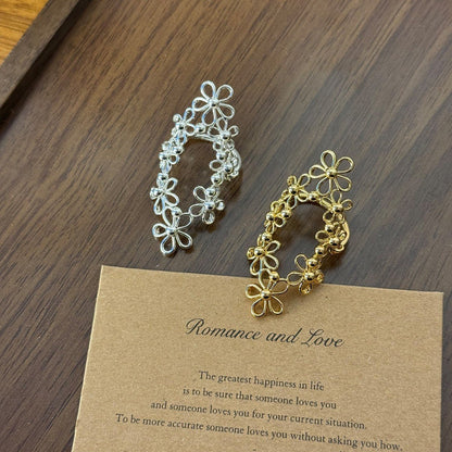 Women's Korean Style Niche Hollow Metal Flower Lace Ring - Daebak