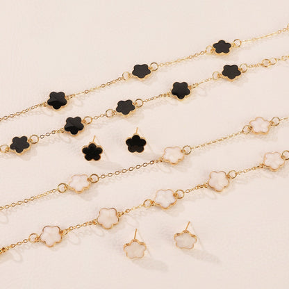 Women's Korean Style Parthenocissus Grass Simple Petal Five-leaf Jewelry Set - Daebak