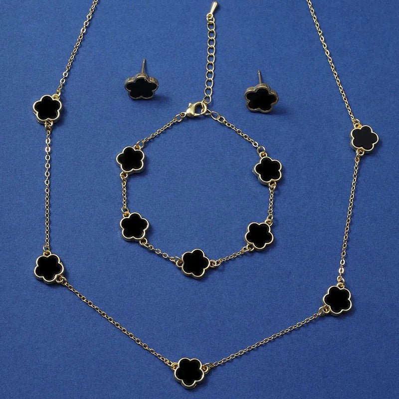 Women's Korean Style Parthenocissus Grass Simple Petal Five-leaf Jewelry Set - Daebak