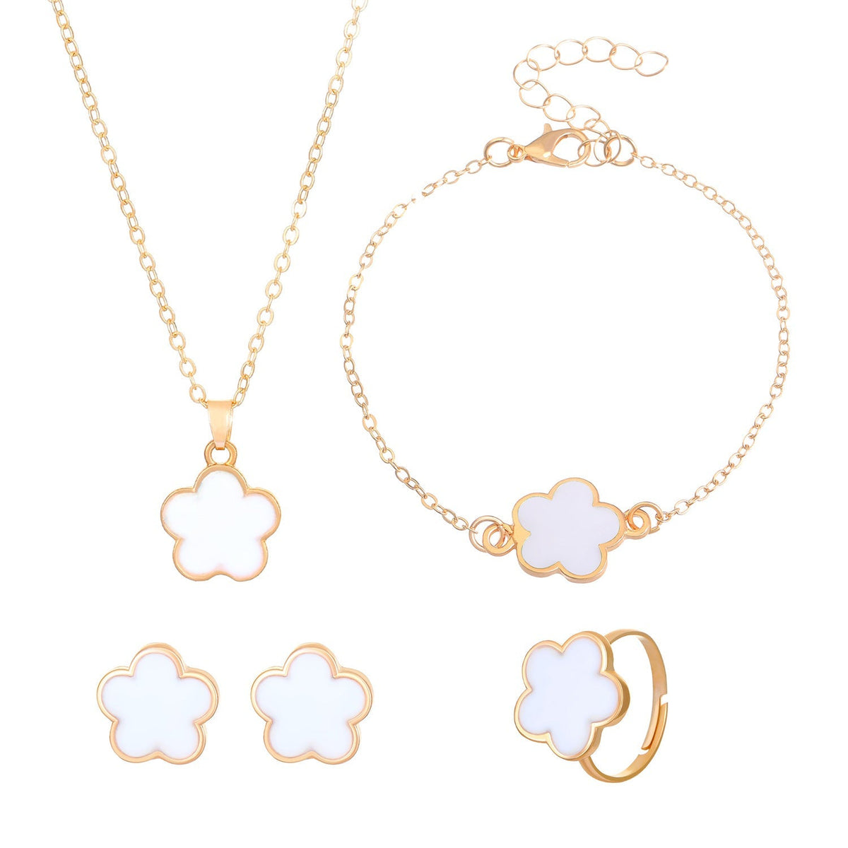 Women's Korean Style Parthenocissus Grass Simple Petal Five-leaf Jewelry Set - Daebak