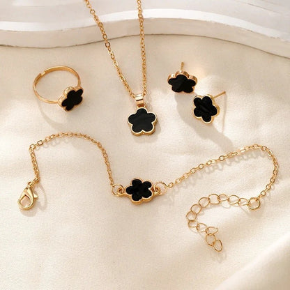 Women's Korean Style Parthenocissus Grass Simple Petal Five-leaf Jewelry Set - Daebak