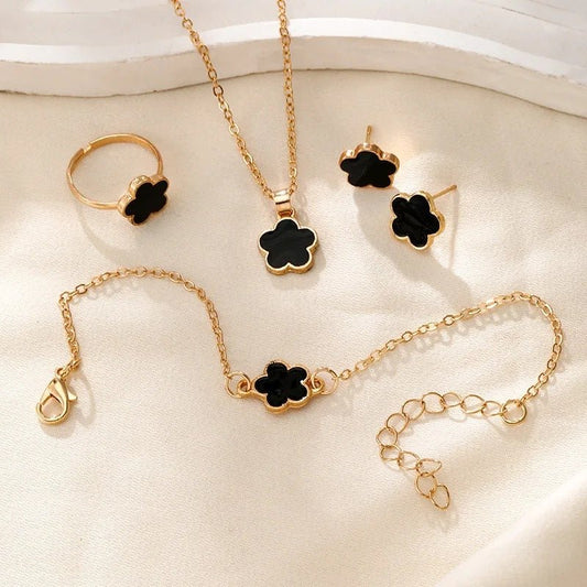 Women's Korean Style Parthenocissus Grass Simple Petal Five-leaf Jewelry Set - Daebak