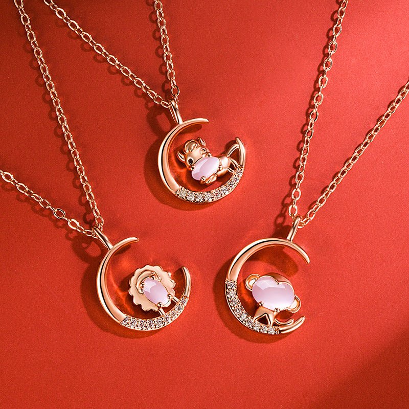 Women's Korean Style Ross Chinese Zodiac Rose Gold Pendant - Daebak