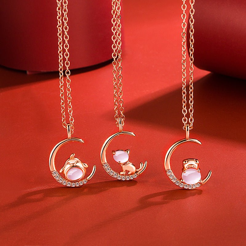 Women's Korean Style Ross Chinese Zodiac Rose Gold Pendant - Daebak