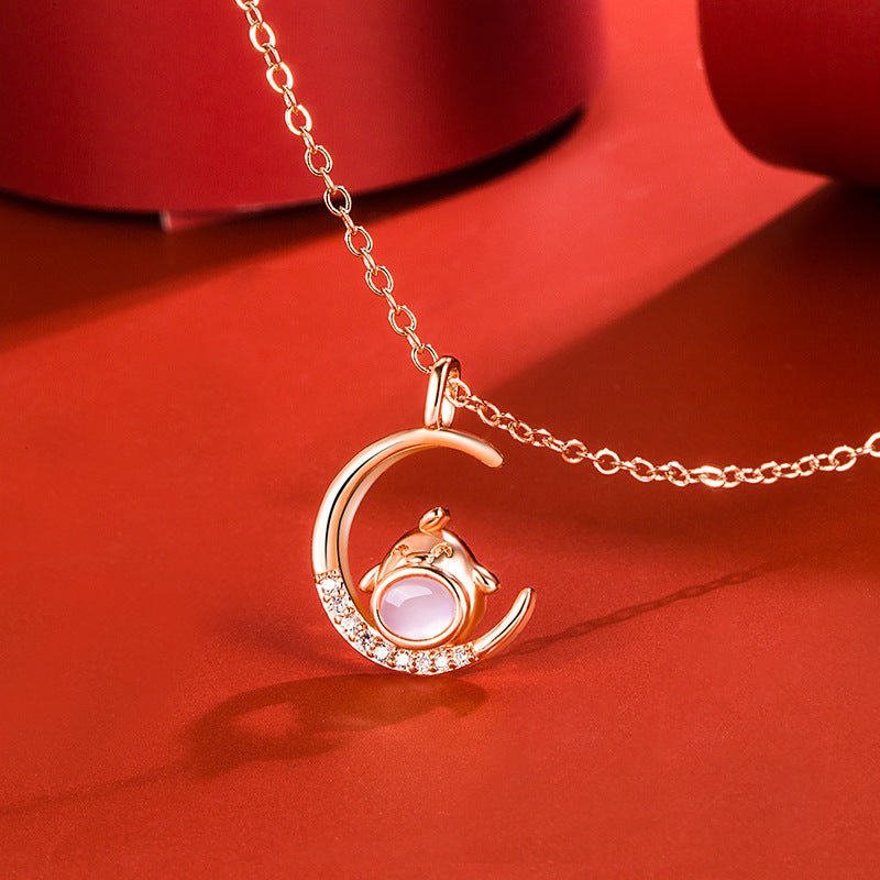 Women's Korean Style Ross Chinese Zodiac Rose Gold Pendant - Daebak