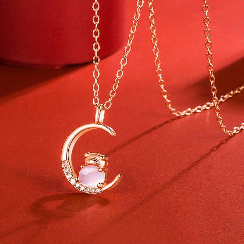 Women's Korean Style Ross Chinese Zodiac Rose Gold Pendant - Daebak