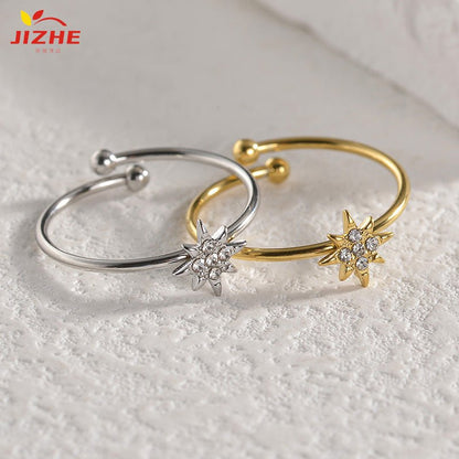 Women's Korean Style Titanium Steel Diamond Eight Awn Star Simple Ring - Daebak