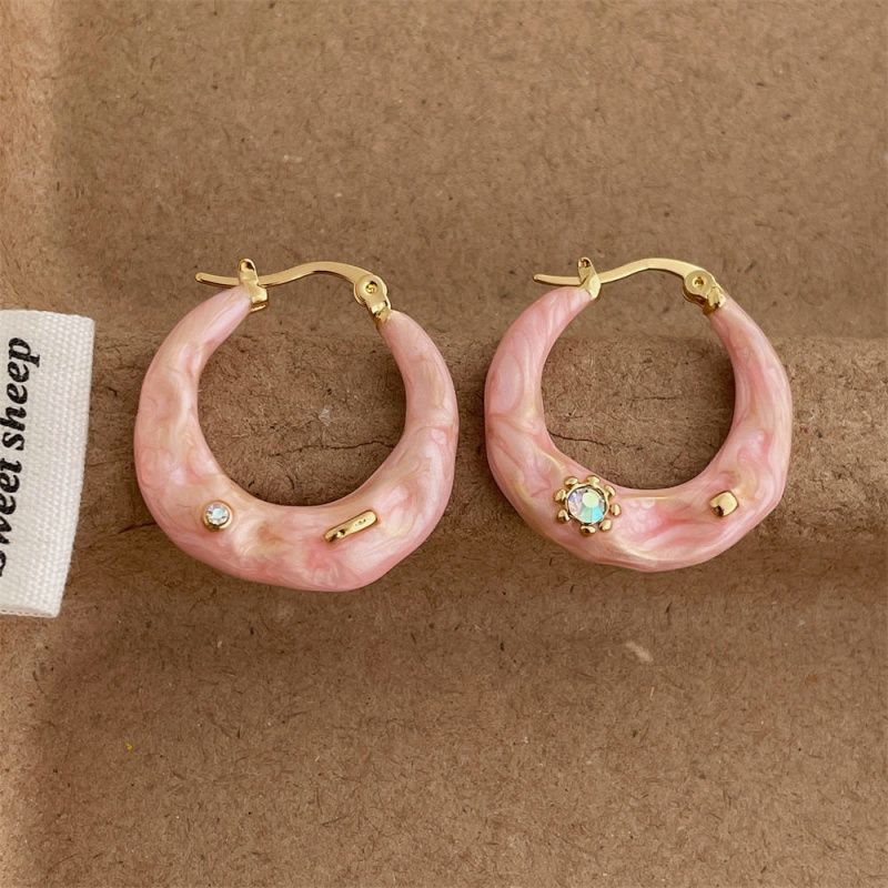 Women's Korean Summer Blue Drip Glazed Enamel Minority Stud Earrings - Daebak