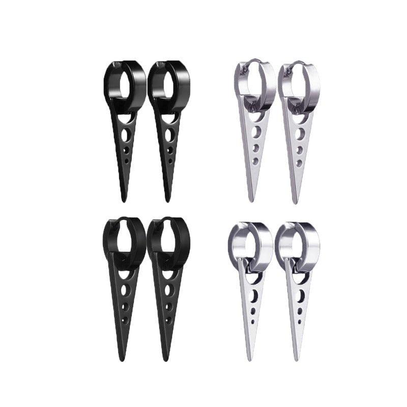 Women's & Men's Creative Korean Version Triangle Round Shape Stainless Ear Clip - Daebak