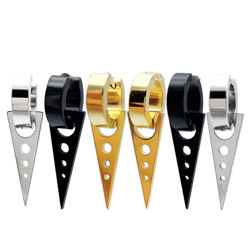 Women's & Men's Creative Korean Version Triangle Round Shape Stainless Ear Clip - Daebak