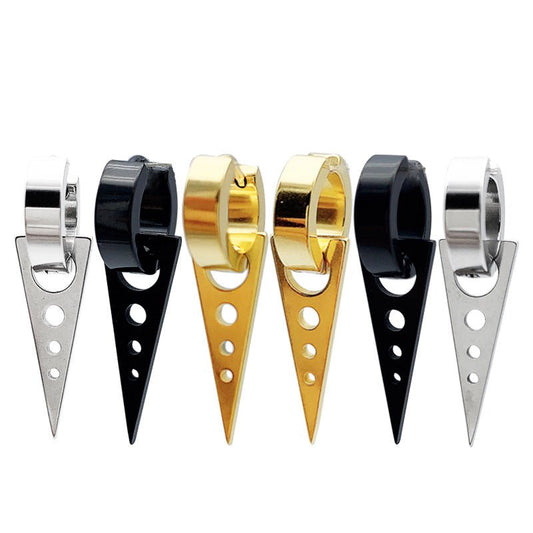Women's & Men's Creative Korean Version Triangle Round Shape Stainless Ear Clip - Daebak