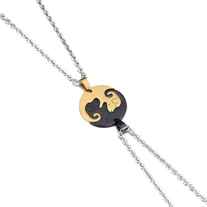 Women's & Men's Dog Couple Stitching For Girlfriends Simple Cute Korean Titanium Pendants - Daebak