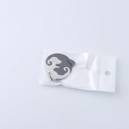 Women's & Men's Dog Couple Stitching For Girlfriends Simple Cute Korean Titanium Pendants - Daebak