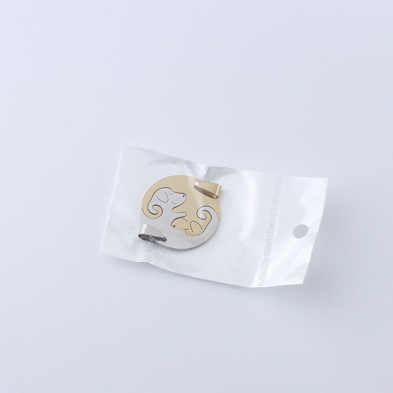 Women's & Men's Dog Couple Stitching For Girlfriends Simple Cute Korean Titanium Pendants - Daebak