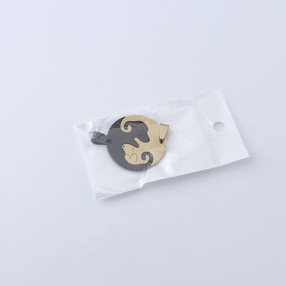 Women's & Men's Dog Couple Stitching For Girlfriends Simple Cute Korean Titanium Pendants - Daebak