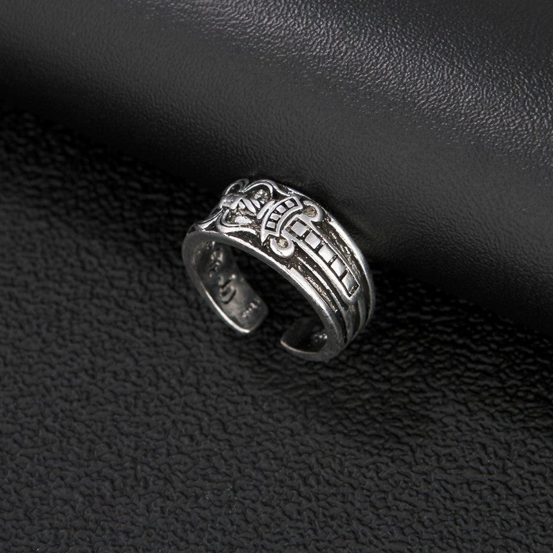 Women's & Men's Sword Retro Sier Korean Punk Open Ring - Daebak