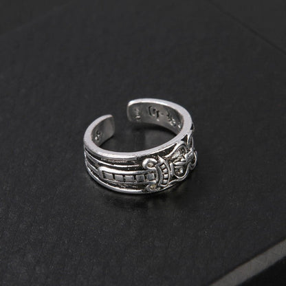 Women's & Men's Sword Retro Sier Korean Punk Open Ring - Daebak