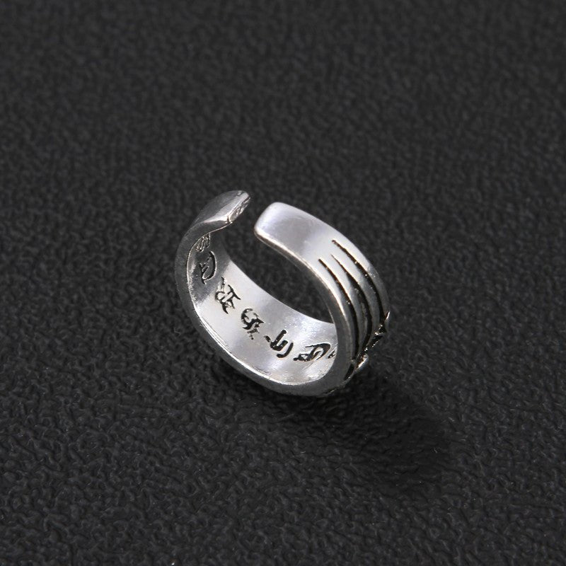 Women's & Men's Sword Retro Sier Korean Punk Open Ring - Daebak