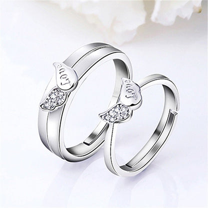 Women's & Men's Temperament Sier Korean Style Creative Opening Marriage Zircon Couple Ring - Daebak