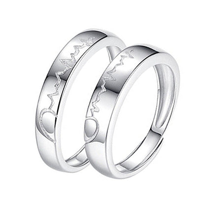 Women's & Men's Temperament Sier Korean Style Creative Opening Marriage Zircon Couple Ring - Daebak