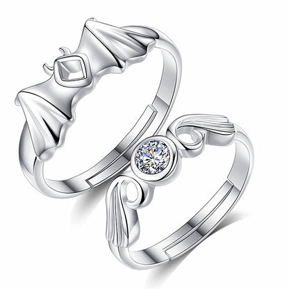 Women's & Men's Temperament Sier Korean Style Creative Opening Marriage Zircon Couple Ring - Daebak