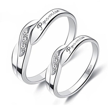 Women's & Men's Temperament Sier Korean Style Creative Opening Marriage Zircon Couple Ring - Daebak