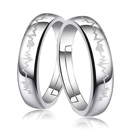 Women's & Men's Temperament Sier Korean Style Creative Opening Marriage Zircon Couple Ring - Daebak