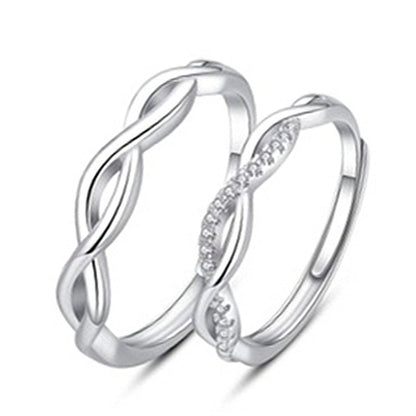 Women's & Men's Temperament Sier Korean Style Creative Opening Marriage Zircon Couple Ring - Daebak