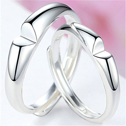 Women's & Men's Temperament Sier Korean Style Creative Opening Marriage Zircon Couple Ring - Daebak